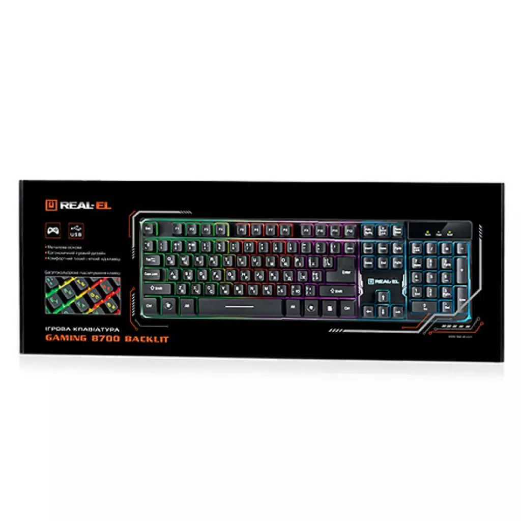 Клавиатура REAL-EL 8700 Gaming Backlit, black - 2 Клавиатура REAL-EL 8700 Gaming Backlit, black - 2