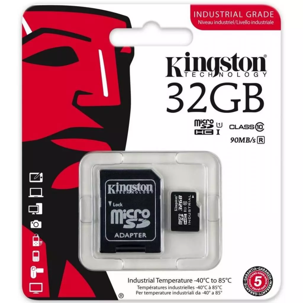 Карта памяти Kingston 32Gb microSDHC class 10 UHS-I Industrial (SDCIT/32GB) - 1 Карта памяти Kingston 32Gb microSDHC class 10 UHS-I Industrial (SDCIT/32GB) - 1