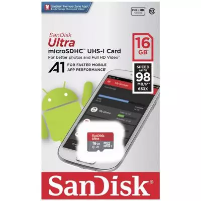 Карта памяти SanDisk 16GB microSDHC class 10 UHS-I U1 (SDSQUAR-016G-GN6MA) - 1