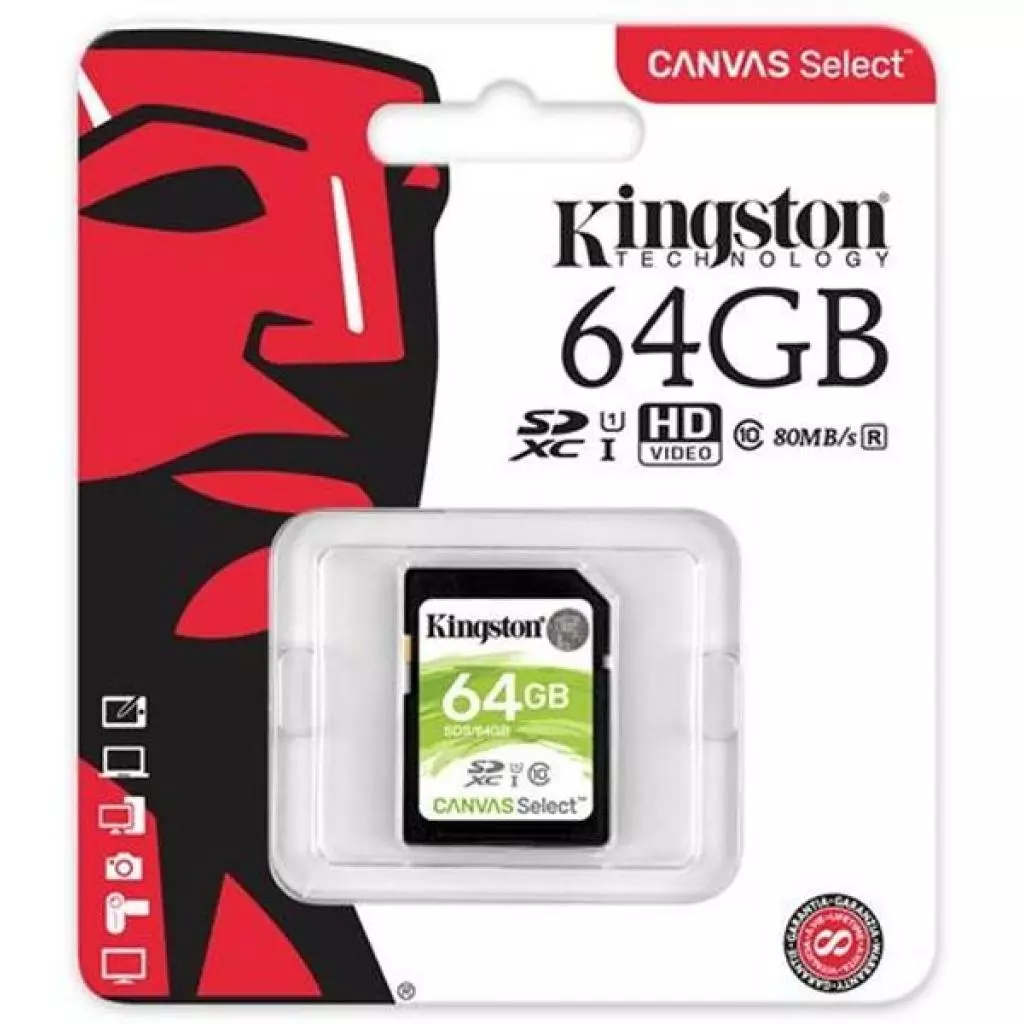 Карта памяти Kingston 64GB SDXC class 10 UHS-I U1 Canvas Select (SDS/64GB) - 2