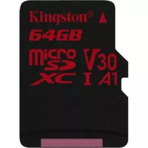 Карта памяти Kingston 64GB microSDXC class 10 UHS-I U3 (SDCR/64GBSP)