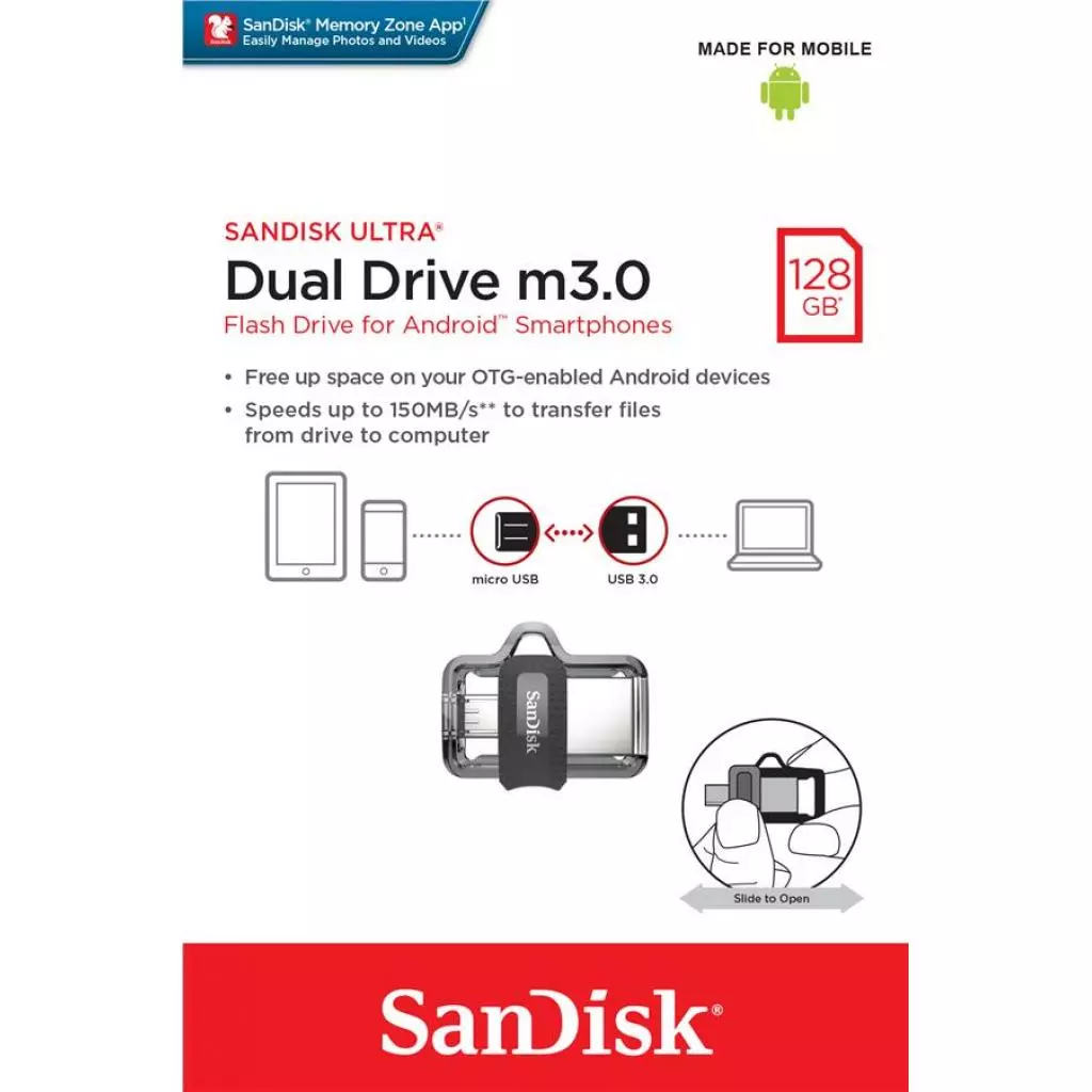 USB флеш накопитель SanDisk 128GB Ultra Dual Drive M3.0 USB 3.0 (SDDD3-128G-G46) - 6 USB флеш накопитель SanDisk 128GB Ultra Dual Drive M3.0 USB 3.0 (SDDD3-128G-G46) - 6