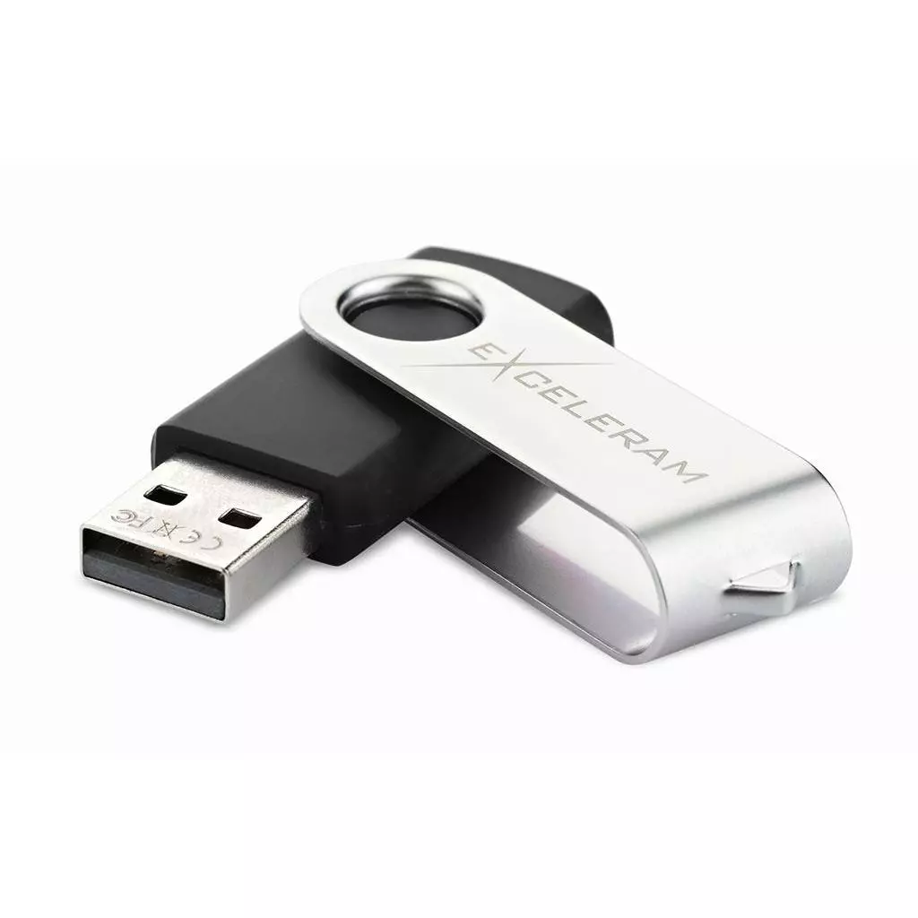USB флеш накопитель eXceleram 64GB P1 Series Silver/Black USB 2.0 (EXP1U2SIB64) - 1