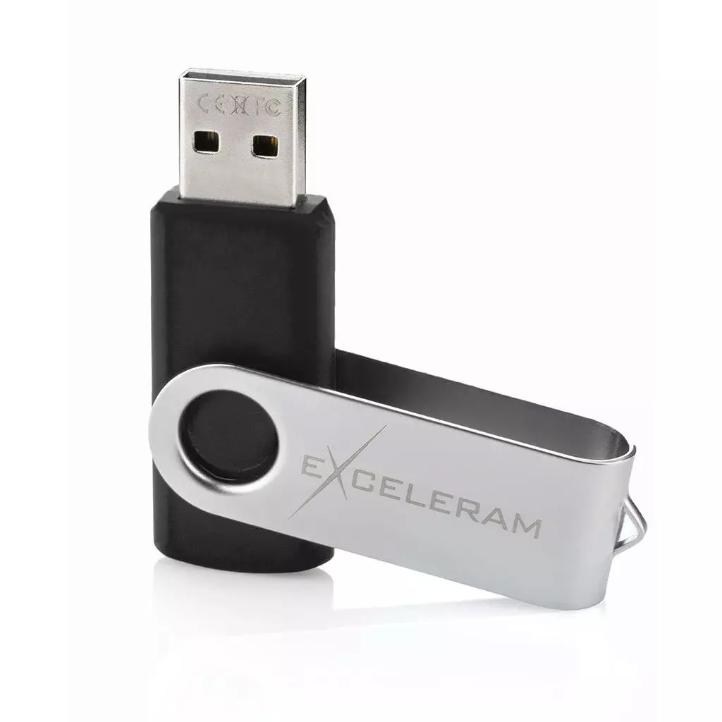 USB флеш накопитель eXceleram 64GB P1 Series Silver/Black USB 2.0 (EXP1U2SIB64) - 2