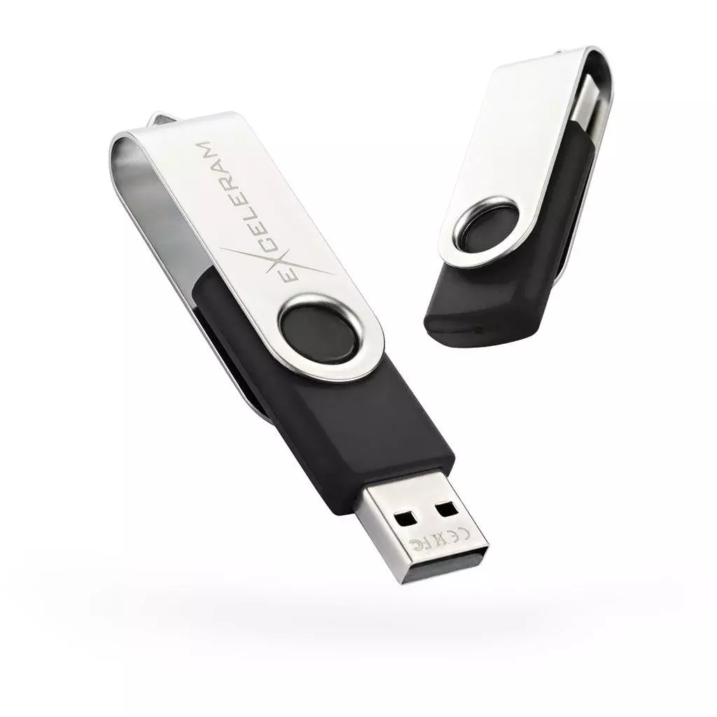 USB флеш накопитель eXceleram 64GB P1 Series Silver/Black USB 2.0 (EXP1U2SIB64)
