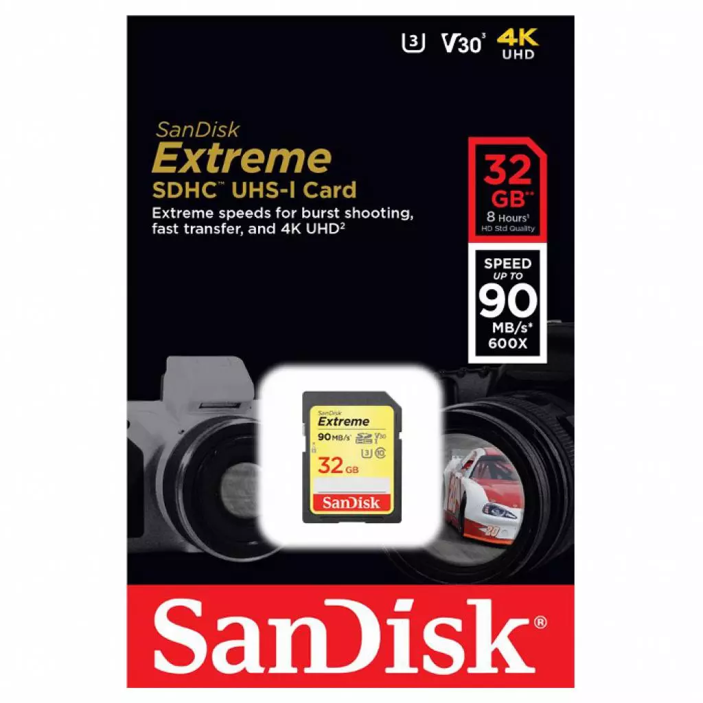 Карта памяти SanDisk 32GB SDHC class 10 UHS-I U3 4K Extreme (SDSDXVE-032G-GNCIN) - 2 Карта памяти SanDisk 32GB SDHC class 10 UHS-I U3 4K Extreme (SDSDXVE-032G-GNCIN) - 2
