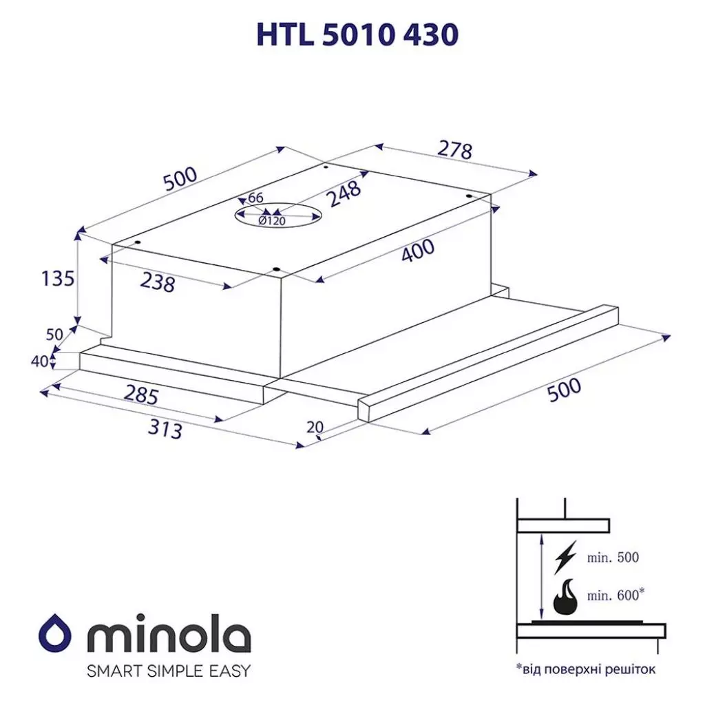 Вытяжка кухонная Minola HTL 5010 WH 430 - 5