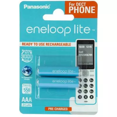 Аккумулятор Panasonic Eneloop Lite AAA 550mAh NI-MH Dect Series * 2 (BK-4LCCE/2DE)
