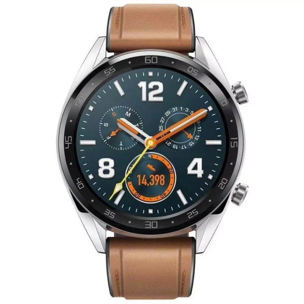 Смарт-часы Huawei Watch GT 2 46mm Classic Silver BROWN шкіра (Latona-B19V) (55024470) - 1 Смарт-часы Huawei Watch GT 2 46mm Classic Silver BROWN шкіра (Latona-B19V) (55024470) - 1