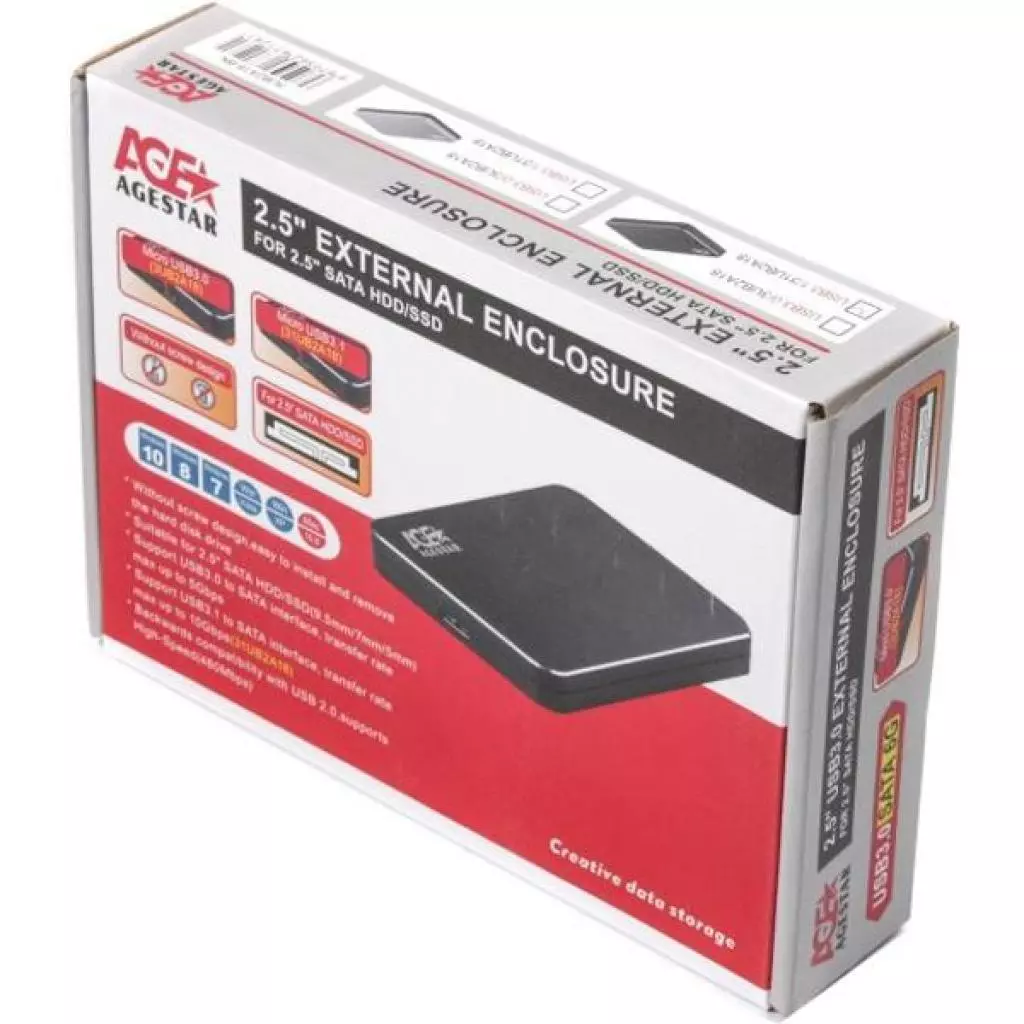 Карман внешний AgeStar 2.5", USB3.1, черный (31UB2A18 (Black)) - 3 Карман внешний AgeStar 2.5", USB3.1, черный (31UB2A18 (Black)) - 3