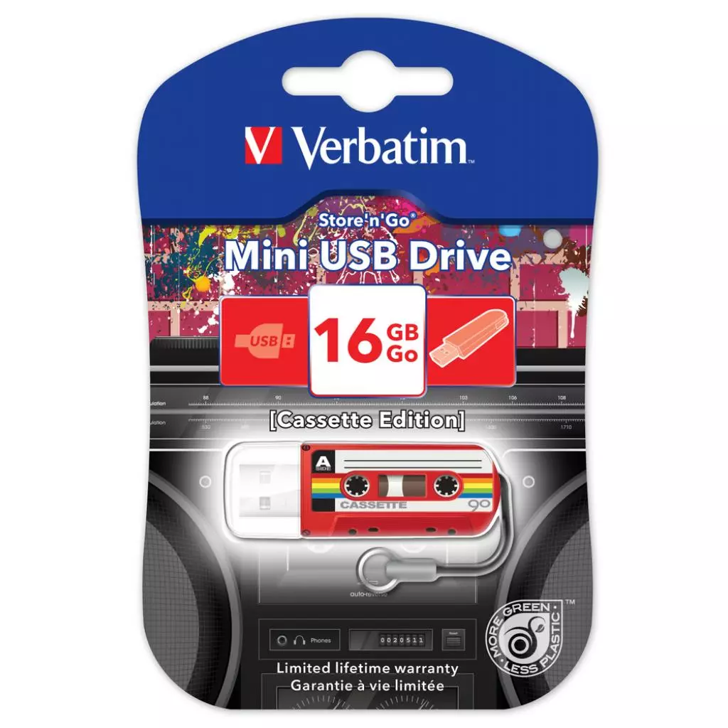USB флеш накопитель Verbatim 16GB Mini Cassette Edition RED USB 2.0 (49398) - 1 USB флеш накопитель Verbatim 16GB Mini Cassette Edition RED USB 2.0 (49398) - 1
