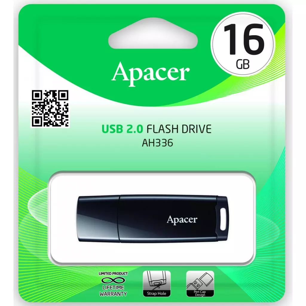 USB флеш накопитель Apacer 16GB AH336 Black USB 2.0 (AP16GAH336B-1) - 4 USB флеш накопитель Apacer 16GB AH336 Black USB 2.0 (AP16GAH336B-1) - 4