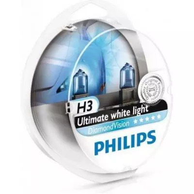 Автолампа PHILIPS H3 Diamond Vision 5000K, 2шт/блистер (12336DVS2)
