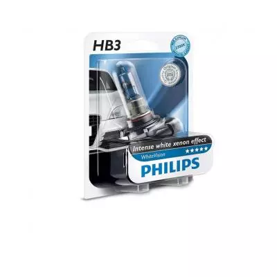 Автолампа PHILIPS HB3 WhiteVision +60%, 3700K, 1шт (9005WHVB1)
