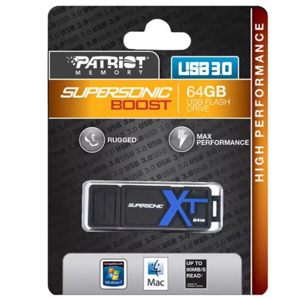 USB флеш накопитель Patriot 64GB SUPERSONIC BOOST XT USB 3.0 (PEF64GSBUSB) - 2 USB флеш накопитель Patriot 64GB SUPERSONIC BOOST XT USB 3.0 (PEF64GSBUSB) - 2