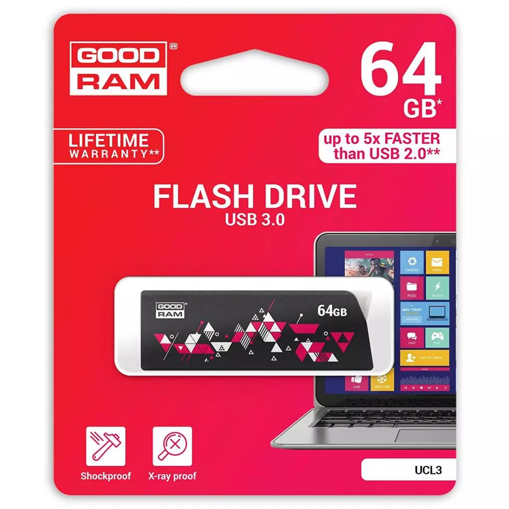 USB флеш накопитель Goodram 64GB UCL3 Click Black USB 3.0 (UCL3-0640K0R11) - 3 USB флеш накопитель Goodram 64GB UCL3 Click Black USB 3.0 (UCL3-0640K0R11) - 3