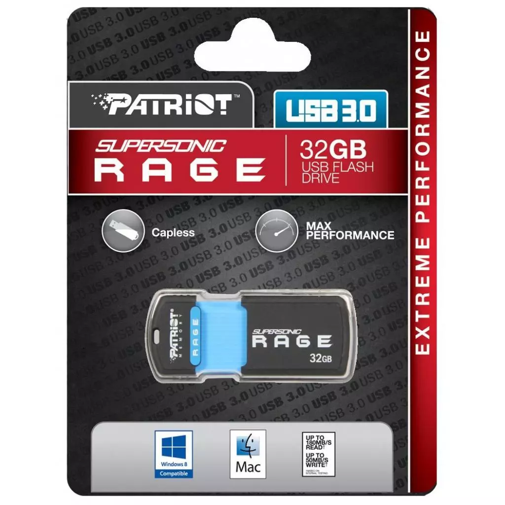 USB флеш накопитель Patriot 32GB Supersonic RAGE USB 3.0 (PEF32GSRUSB) - 4 USB флеш накопитель Patriot 32GB Supersonic RAGE USB 3.0 (PEF32GSRUSB) - 4