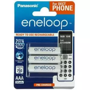 Аккумулятор Panasonic Eneloop AAA 750mAh NI-MH Dect Series * 3 (BK-4MCCE/3DE)