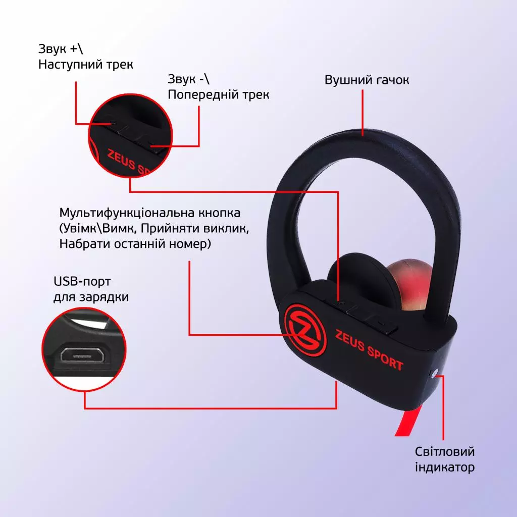 Наушники AirOn Zeus SPORT black (6945545500230) - 5 Наушники AirOn Zeus SPORT black (6945545500230) - 5