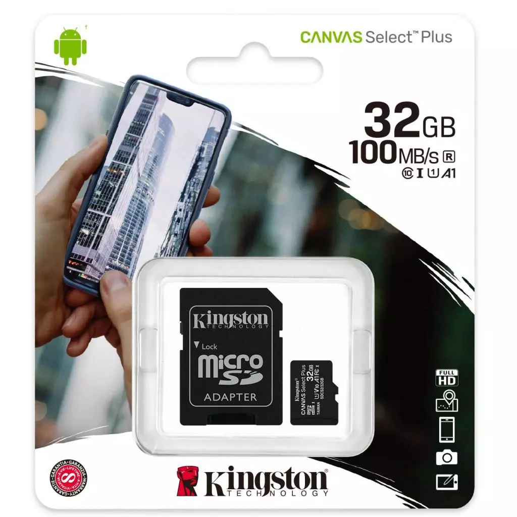 Карта памяти Kingston 32GB micSDHC class 10 Canvas Select Plus 100R A1 (SDCS2/32GB) - 2 Карта памяти Kingston 32GB micSDHC class 10 Canvas Select Plus 100R A1 (SDCS2/32GB) - 2