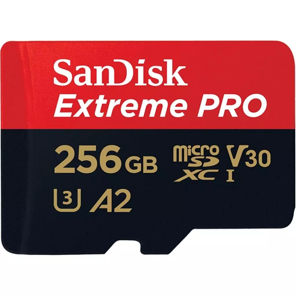 Карта памяти SanDisk 256GB microSDXC class 10 V30 UHS-I U3 Extreme Pro (SDSQXCZ-256G-GN6MA) - 1 Карта памяти SanDisk 256GB microSDXC class 10 V30 UHS-I U3 Extreme Pro (SDSQXCZ-256G-GN6MA) - 1