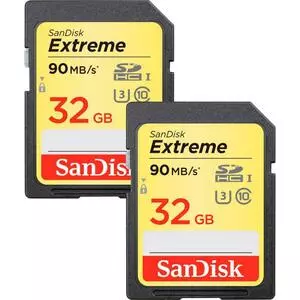 Карта памяти SanDisk 32GB SDHC class 10 V30 UHS-I U3 Extreme 2-pack (SDSDXVE-032G-GNCI2)
