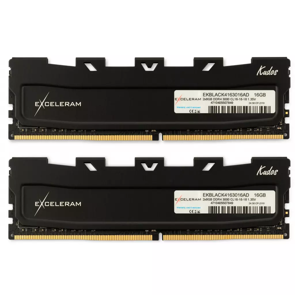 Модуль памяти для компьютера DDR4 16GB (2x8GB) 3000 MHz Kudos Black eXceleram (EKBLACK4163016AD)