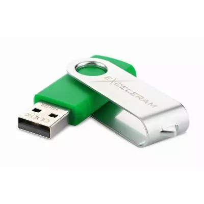 USB флеш накопитель eXceleram 8GB P1 Series Silver/Green USB 2.0 (EXP1U2SIGR08) - 1