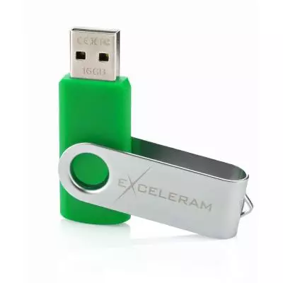 USB флеш накопитель eXceleram 8GB P1 Series Silver/Green USB 2.0 (EXP1U2SIGR08) - 2