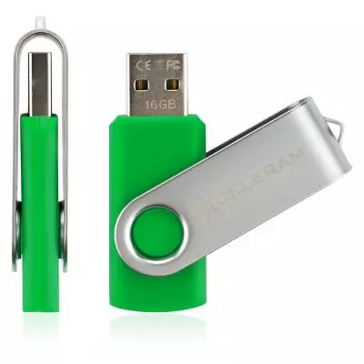 USB флеш накопитель eXceleram 8GB P1 Series Silver/Green USB 2.0 (EXP1U2SIGR08) - 3