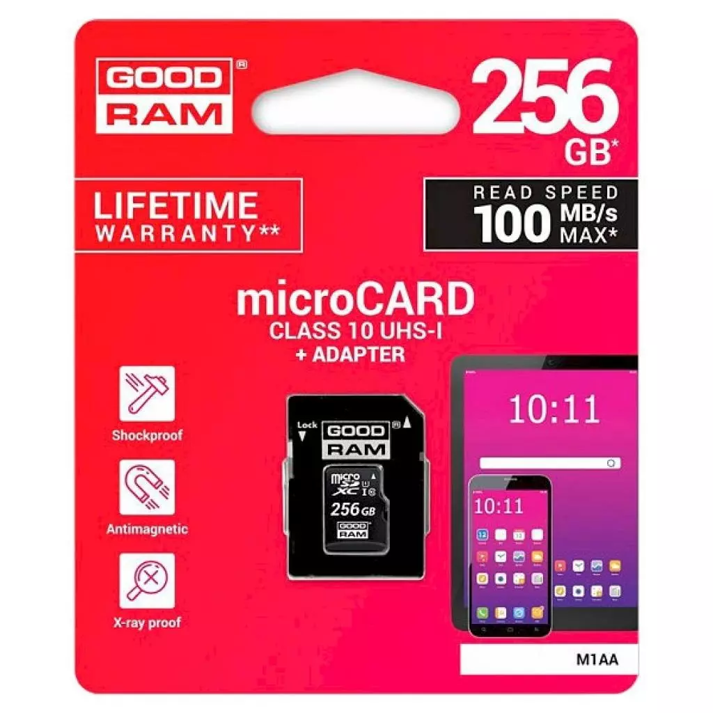 Карта памяти Goodram 256GB microSDXC class 10 UHS-I (M1AA-2560R12) - 2 Карта памяти Goodram 256GB microSDXC class 10 UHS-I (M1AA-2560R12) - 2