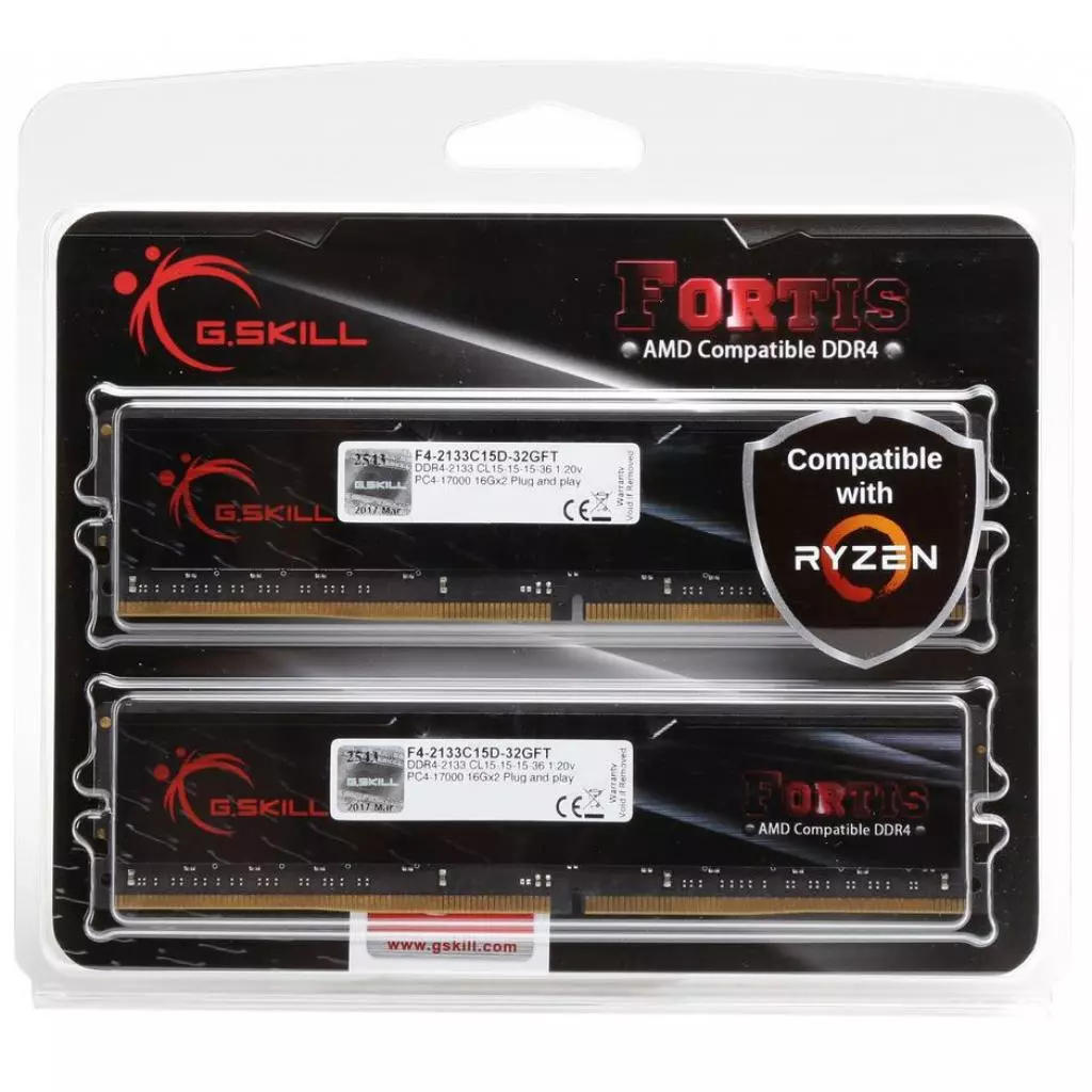 Модуль памяти для компьютера DDR4 32GB (2x16GB) 2133 MHz FORTIS G.Skill (F4-2133C15D-32GFT) - 1
