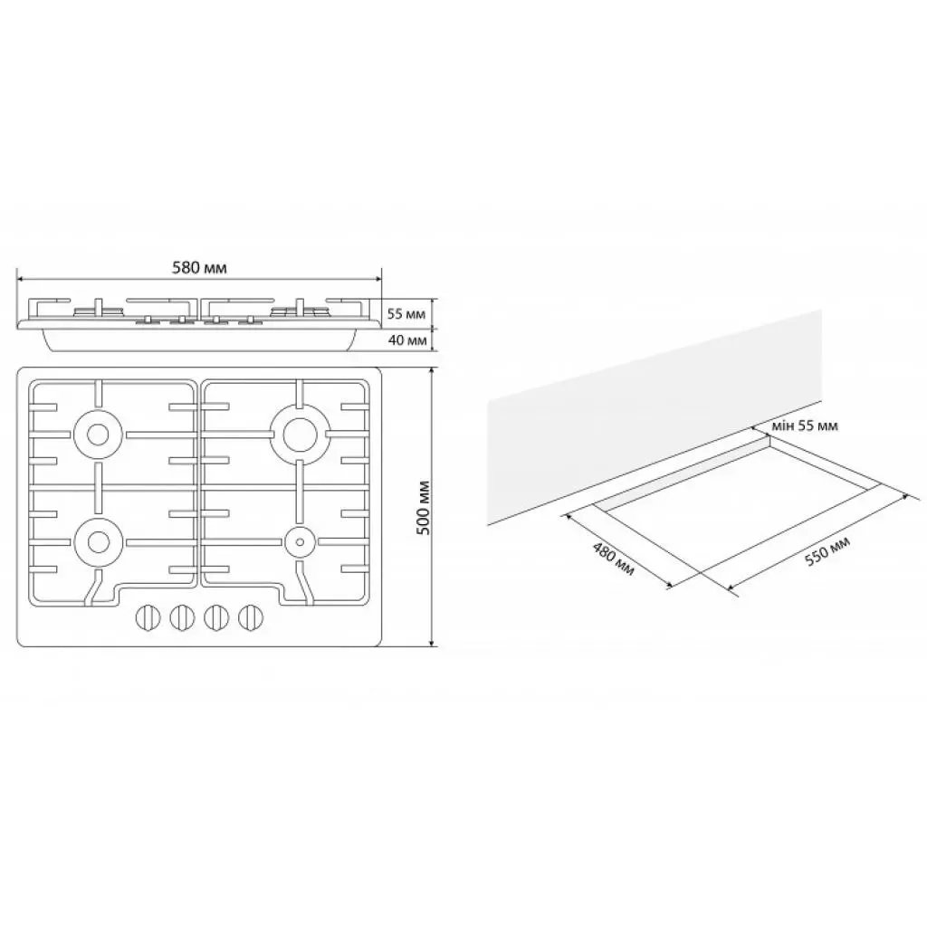 Варочная поверхность Eleyus GRACIA 60 IS CF - 3 Варочная поверхность Eleyus GRACIA 60 IS CF - 3