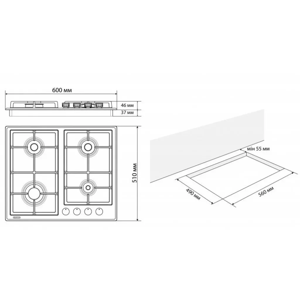 Варочная поверхность Eleyus NIKA 60 WH CF - 3 Варочная поверхность Eleyus NIKA 60 WH CF - 3