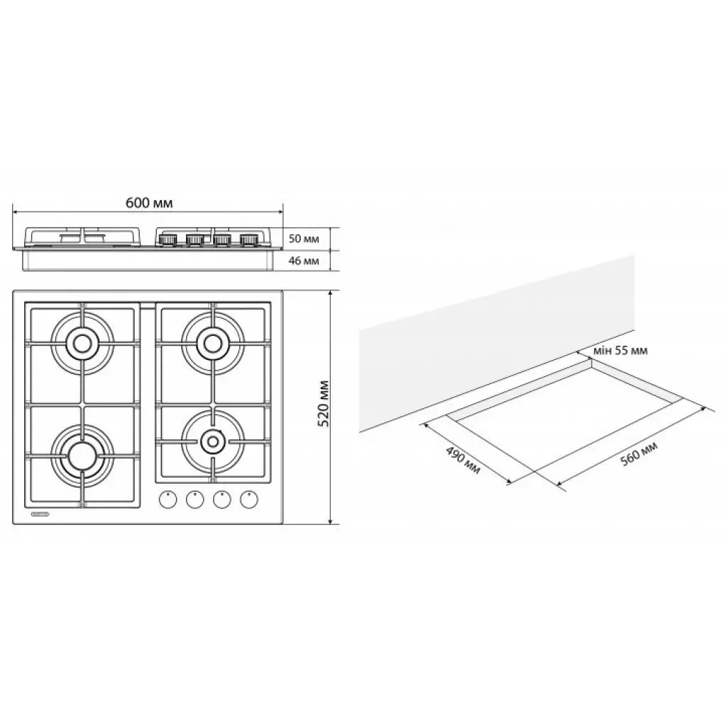 Варочная поверхность Eleyus VITA 60 BG CWF - 3 Варочная поверхность Eleyus VITA 60 BG CWF - 3