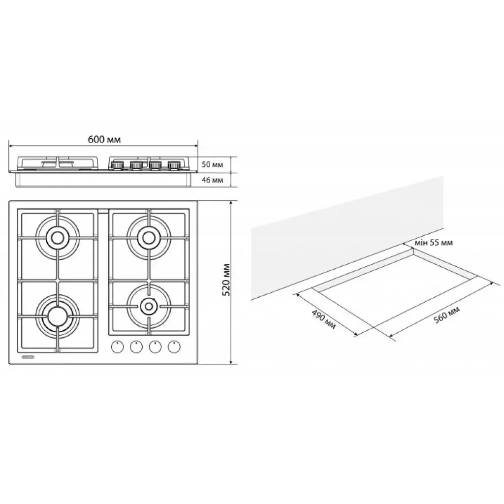 Варочная поверхность Eleyus VITA 60 BL CF - 3 Варочная поверхность Eleyus VITA 60 BL CF - 3