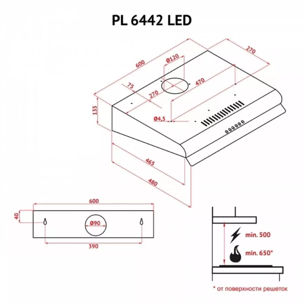 Вытяжка кухонная Perfelli PL 6442 I LED - 3 Вытяжка кухонная Perfelli PL 6442 I LED - 3