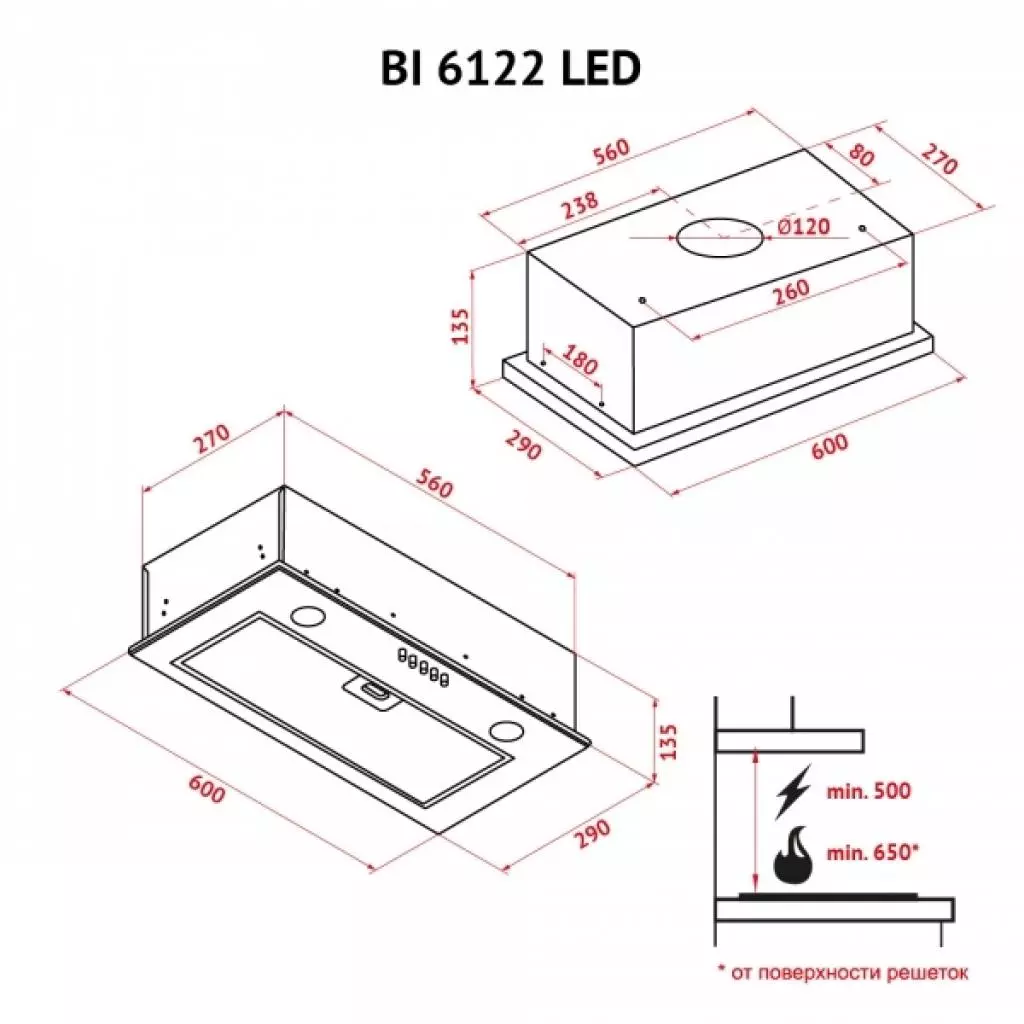 Вытяжка кухонная Perfelli BI 6122 I LED - 5