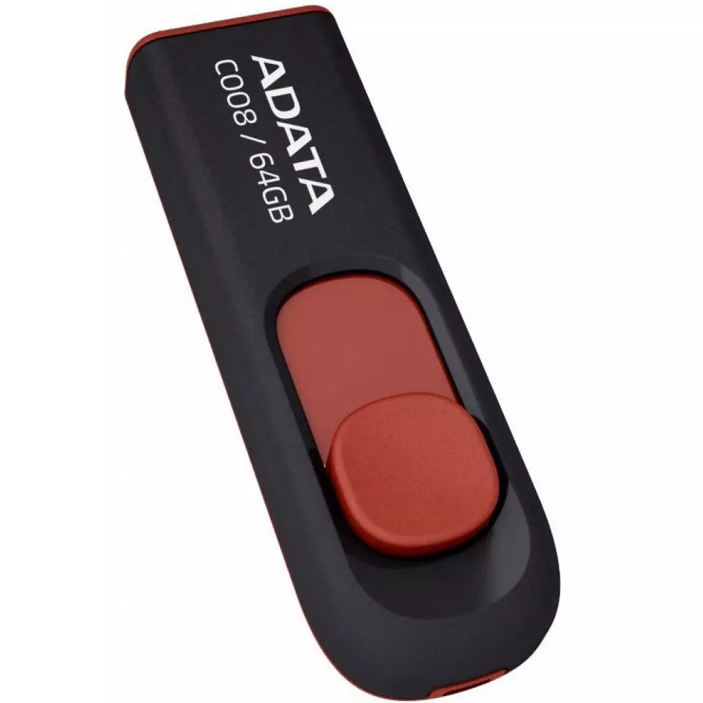 USB флеш накопитель ADATA 64GB C008 Black+Red USB 2.0 (AC008-64G-RKD) - 1