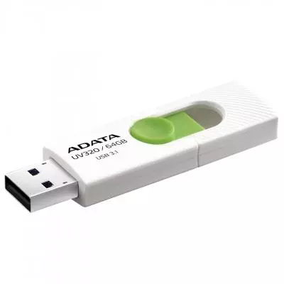 USB флеш накопитель ADATA 64GB UV320 White/Green USB 3.1 (AUV320-64G-RWHGN) - 2