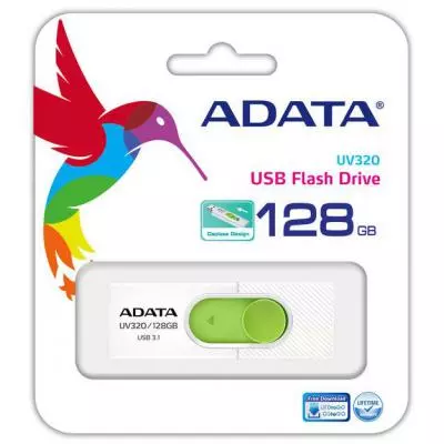 USB флеш накопитель ADATA 128GB UV320 White/Green USB 3.1 (AUV320-128G-RWHGN) - 3 USB флеш накопитель ADATA 128GB UV320 White/Green USB 3.1 (AUV320-128G-RWHGN) - 3