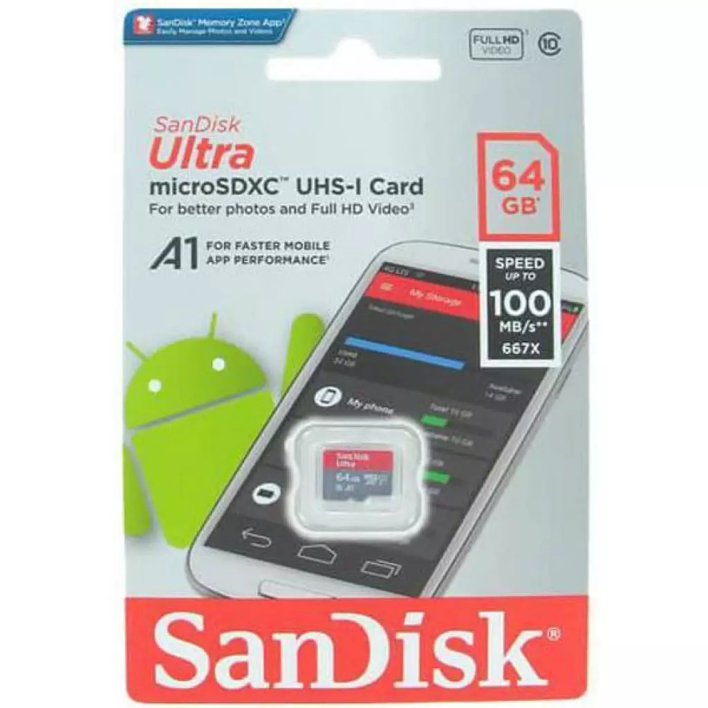 Карта памяти SanDisk 64GB microSDXC class 10 UHS-I (SDSQUAR-064G-GN6MN) - 1 Карта памяти SanDisk 64GB microSDXC class 10 UHS-I (SDSQUAR-064G-GN6MN) - 1