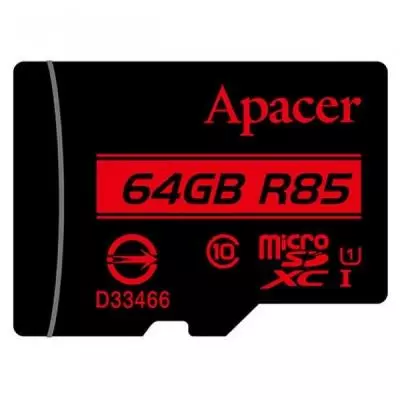 Карта памяти Apacer 64GB microSDXC class 10 UHS-I U1 (AP64GMCSX10U5-R) - 1 Карта памяти Apacer 64GB microSDXC class 10 UHS-I U1 (AP64GMCSX10U5-R) - 1
