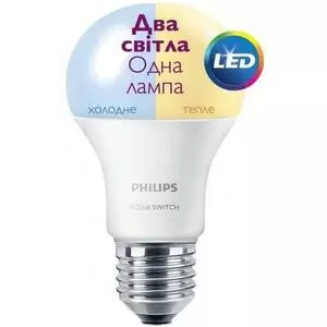 Лампочка PHILIPS Scene Switch E27 9.5-60W 3000K/6500K 230V A60 (929001155937)