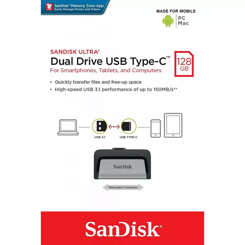 USB флеш накопитель SanDisk 128GB Ultra Dual USB 3.0/Type-C (SDDDC2-128G-G46) - 3 USB флеш накопитель SanDisk 128GB Ultra Dual USB 3.0/Type-C (SDDDC2-128G-G46) - 3