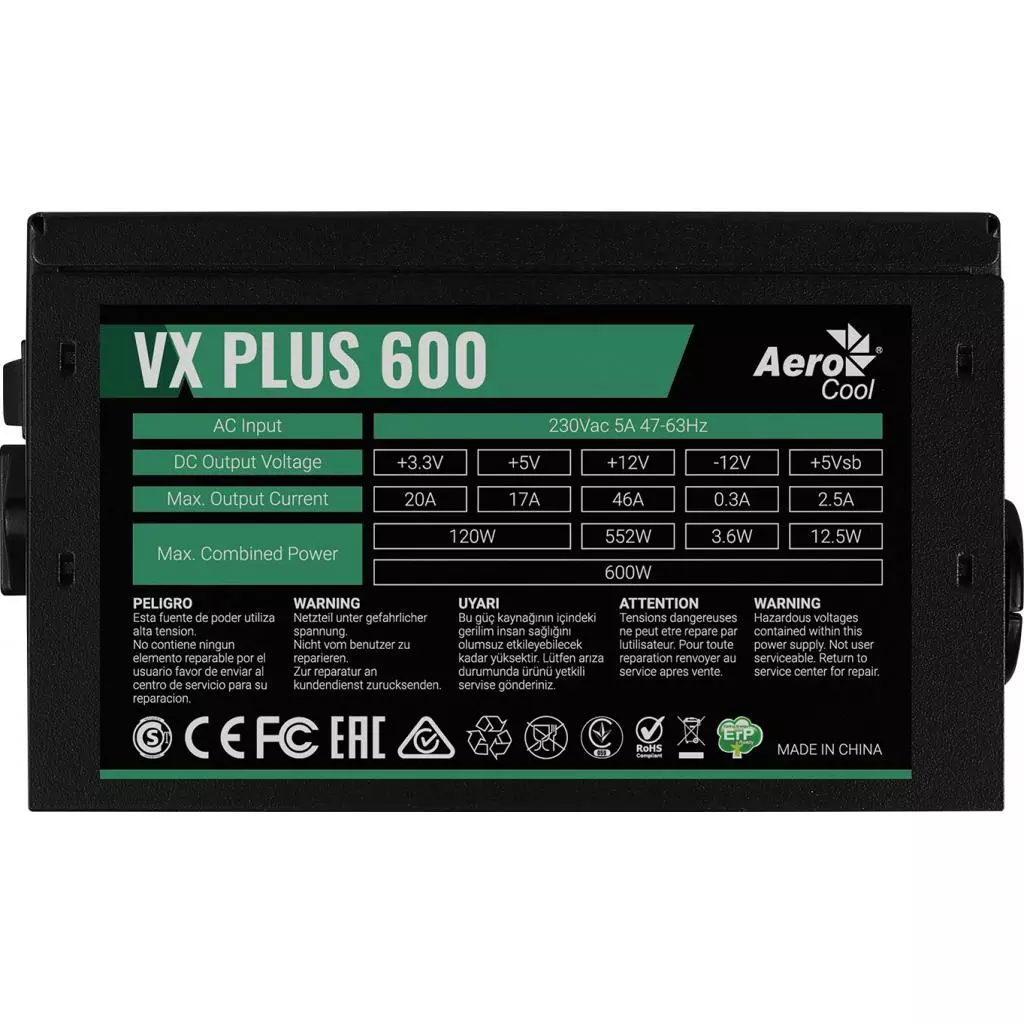Блок питания AeroCool 600W VX PLUS 600 (4713105962772) - 2 Блок питания AeroCool 600W VX PLUS 600 (4713105962772) - 2
