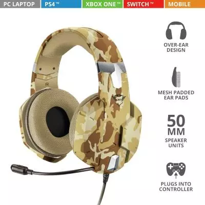 Наушники Trust GXT 322D Carus 3.5mm DESERT CAMO (22125) - 7 Наушники Trust GXT 322D Carus 3.5mm DESERT CAMO (22125) - 7