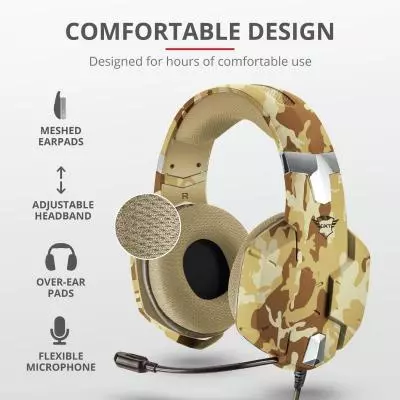 Наушники Trust GXT 322D Carus 3.5mm DESERT CAMO (22125) - 9 Наушники Trust GXT 322D Carus 3.5mm DESERT CAMO (22125) - 9