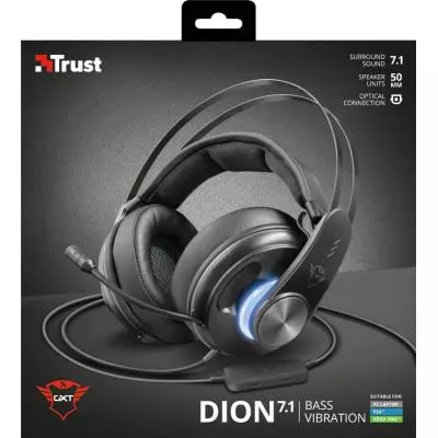 Наушники Trust GXT 383 Dion 7.1 Bass Vibration USB BLACK (22055) - 8 Наушники Trust GXT 383 Dion 7.1 Bass Vibration USB BLACK (22055) - 8