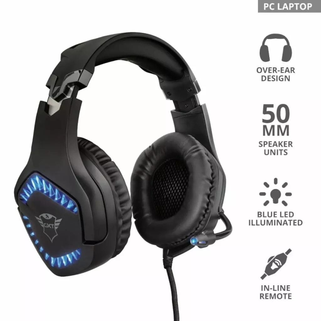 Наушники Trust GXT 460 Varzz Illuminated Multiplatform Gaming Headset BLACK (23380) - 6 Наушники Trust GXT 460 Varzz Illuminated Multiplatform Gaming Headset BLACK (23380) - 6